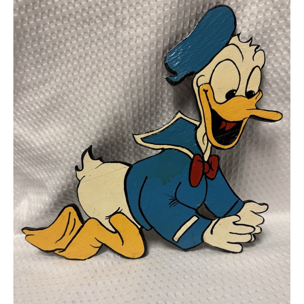 Vintage Hand Cut Hand Painted Donald Duck Wall Hanging 1970's